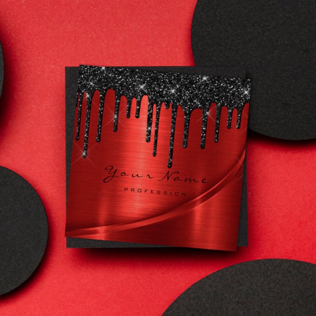 Waxing Depilation Browns Lashes Makeup Drips Red Square Business Card (Creator Uploaded)