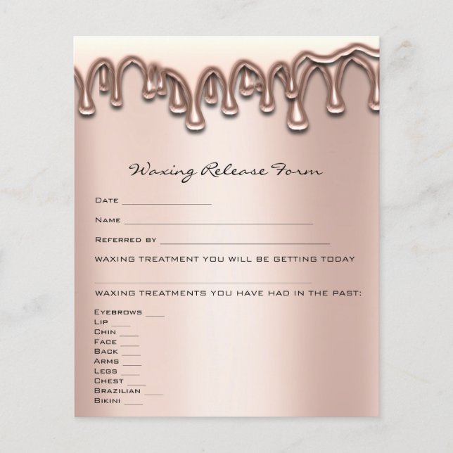 Waxing Depilation Liability Waiver Release Form Flyer (Front)