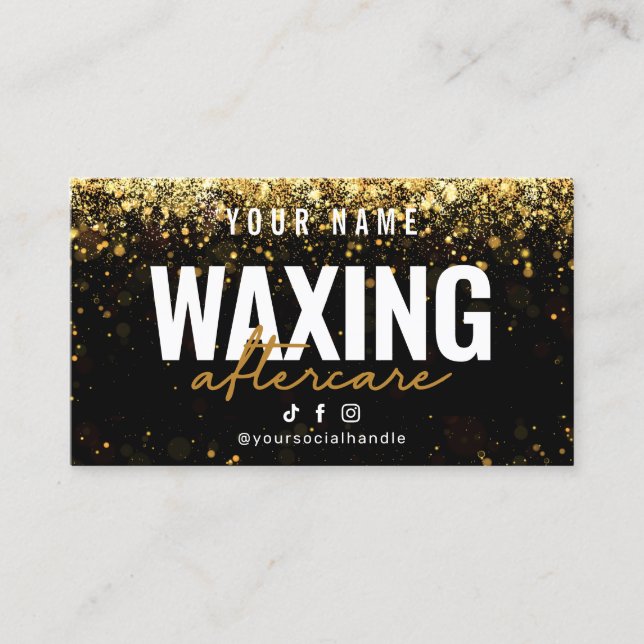 Waxing Glitter Gold Luxury Aftercare Card (Front)
