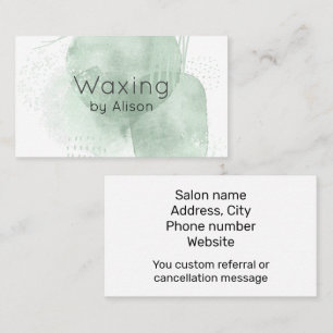 Waxing green watercolour business card