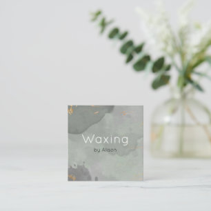 Waxing grey gold watercolour square business card