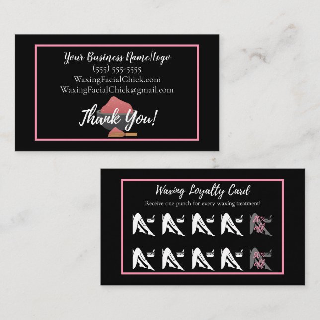 Waxing Loyalty Discount Business Card (Front/Back)