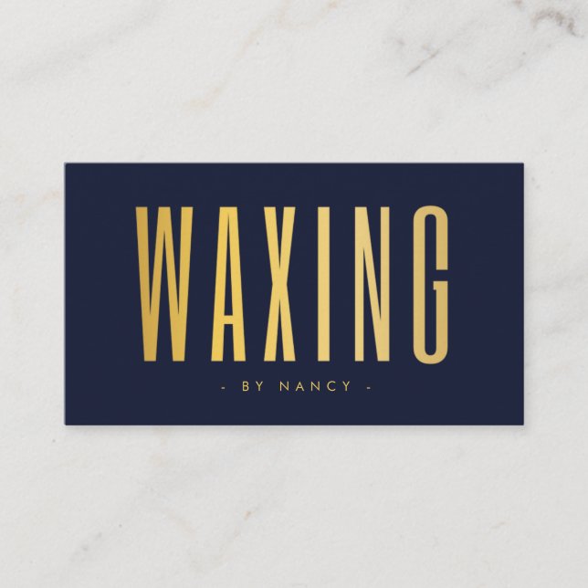 Waxing Navy And Gold  Business Card (Front)