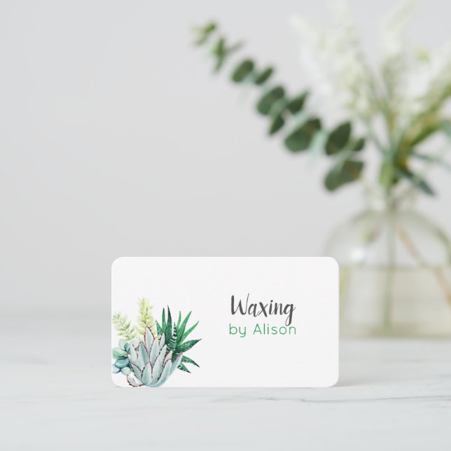 Waxing plant succulent  watercolour   business card (Standing Front)
