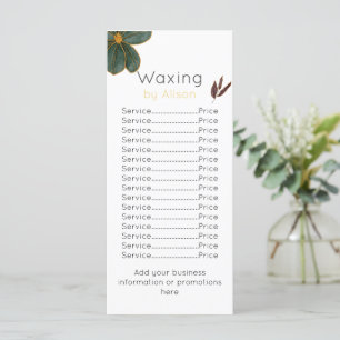 Waxing technician/aesthetician golden maroon teal  menu