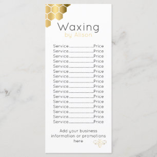 Waxing technician/esthetician golden honeybee menu
