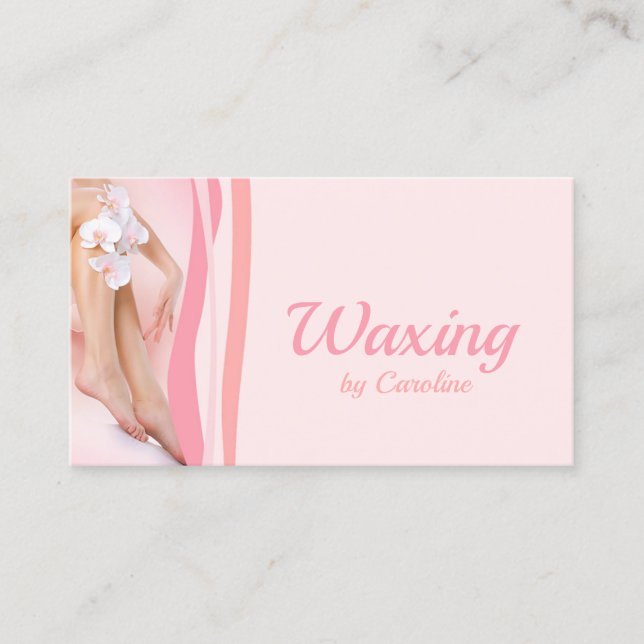 Waxing Wax Service Spa Salon Pink Orchid Business Card (Front)