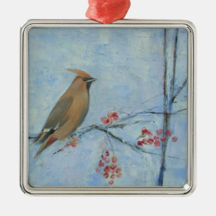 Waxwing 2013 oil on canvas metal tree decoration