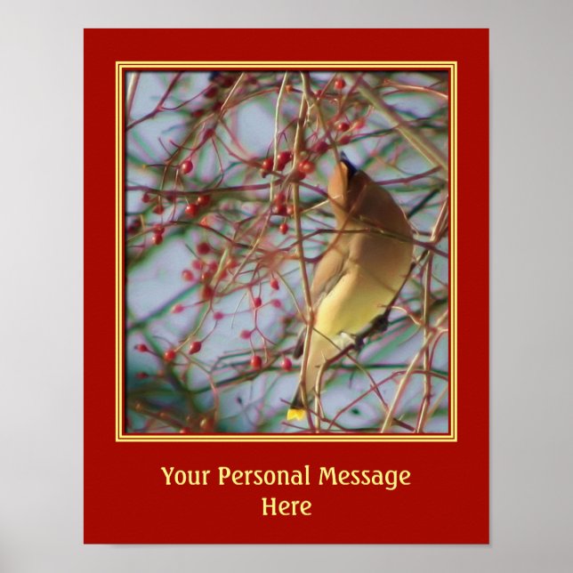 Waxwing Bird Art Create Your Own Personalised Poster (Front)