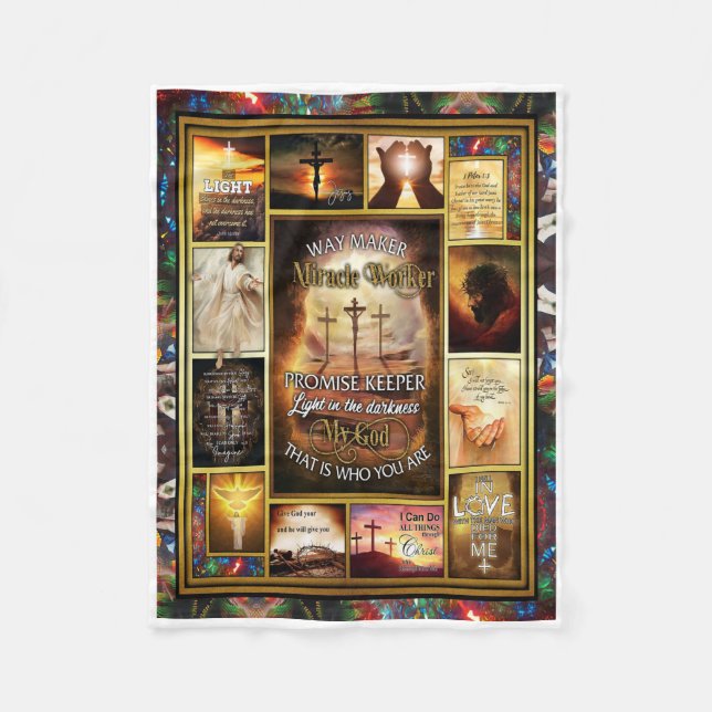 Way Maker Miracle Worker My God Fleece Blanket (Front)