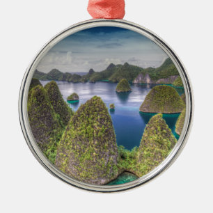 Wayag Island landscape, Indonesia Metal Tree Decoration