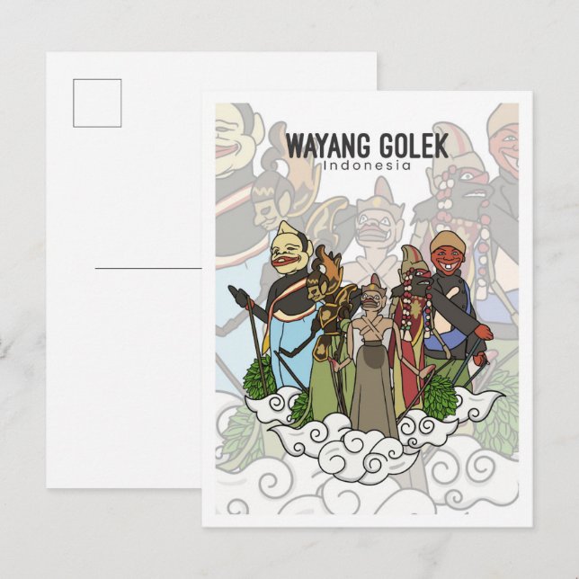 Wayang Golek West Java Indonesia Travel Postcard (Front/Back)