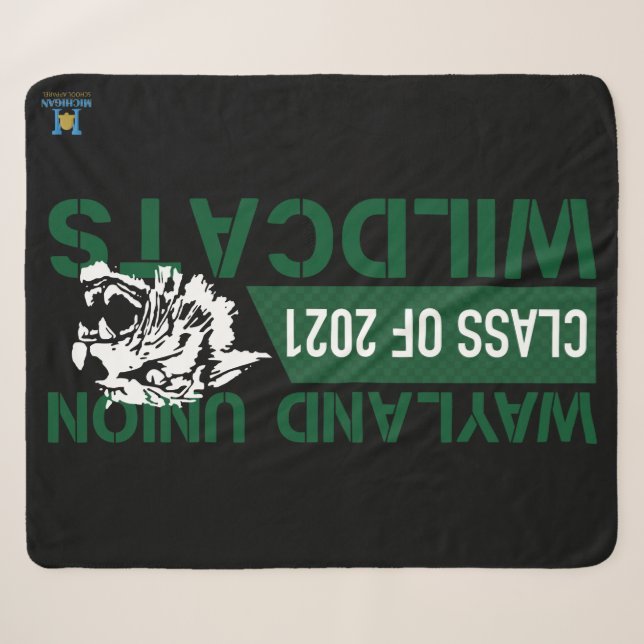 Wayland Union Wildcats #3 Sherpa Blanket (Front (Horizontal))