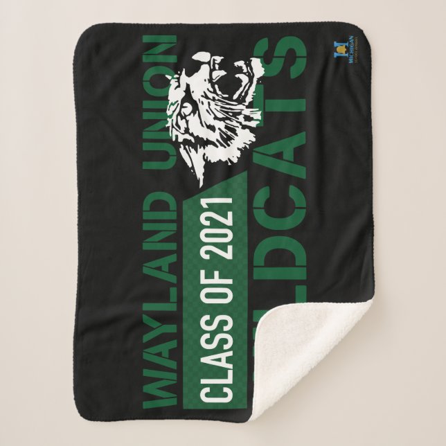 Wayland Union Wildcats #3 Sherpa Blanket (Front)