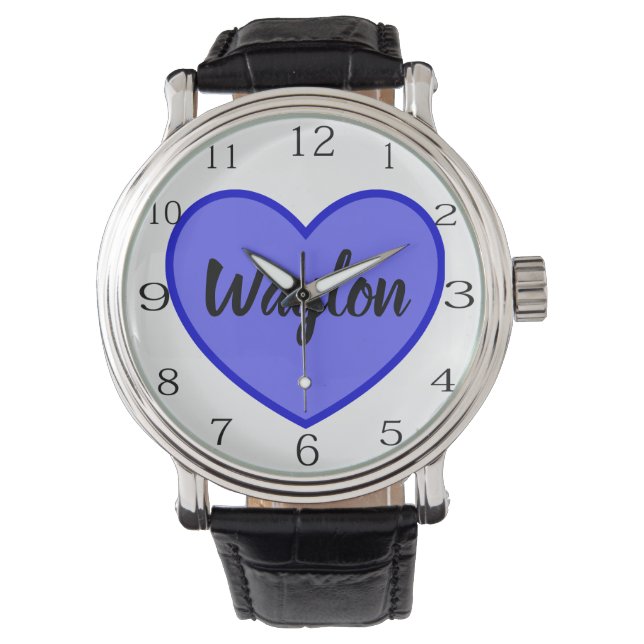 Waylon Name In Blue Heart, Watch (Front)