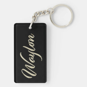 Waylon name whitegold key trailer ring