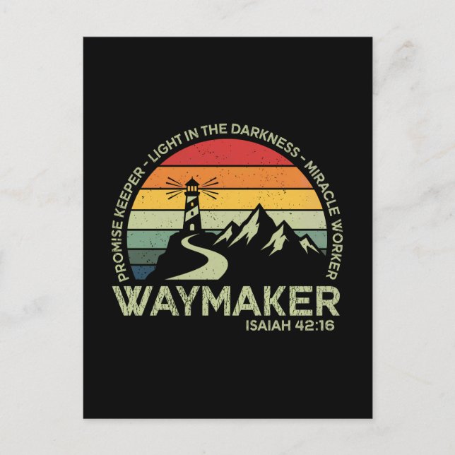 Waymaker Christian Typography Inspirational Bible  Postcard (Front)