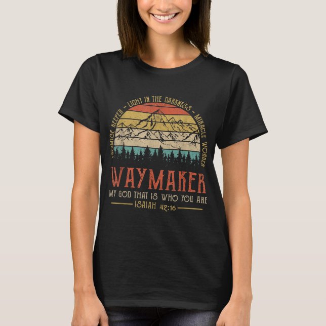 Waymaker Miracle Worker Promise Keeper Christian T-Shirt (Front)