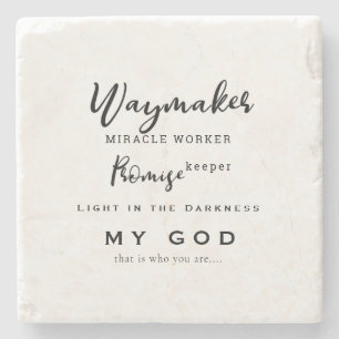 Waymaker Promise Keeper Miracle Worker Christian Stone Coaster