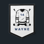 WAYNE Hockey Jersey Editable Number Sports Decor Pennant<br><div class="desc">This pennant banner features a hockey jersey with hockey sticks and editable number and name. This pennant banner is perfect for decorating your favourite hockey player's room or for a sports themed birthday party. Colours are editable!</div>
