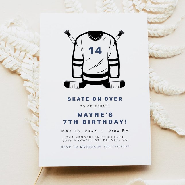 WAYNE Hockey Player Sport Themed Boy Birthday Invitation (Creator Uploaded)