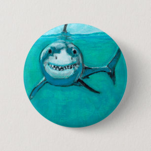 "Wayne" The Great White Shark 6 Cm Round Badge
