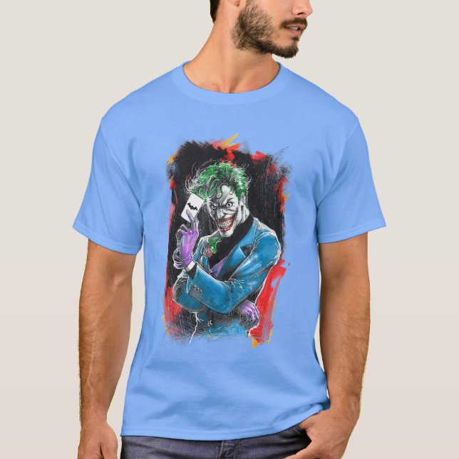 WB100 DC Comics Joker Prince of Crime Flaming Card T-Shirt (Front)