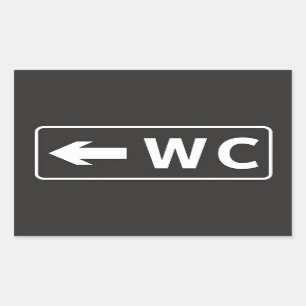 WC Toilet Restroom Sign Rectangular Sticker