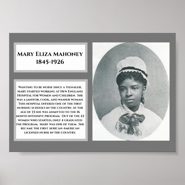#WCW Mary Eliza Mahoney African American Nurse Poster (Front)