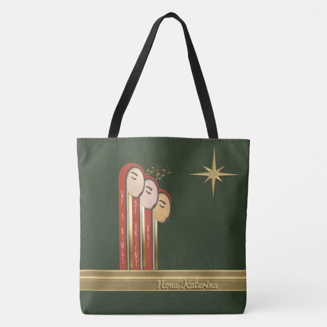 We 3 Kings - Art Deco Christmas Personalised Tote Bag (Front)