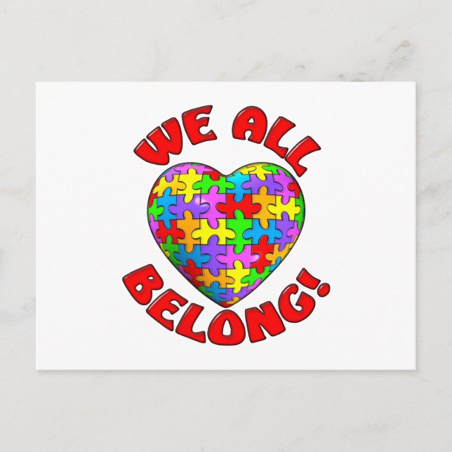 We all belong puzzle heart postcard (Front)