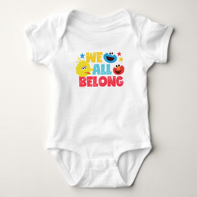 We All Belong Stars Baby Bodysuit (Front)