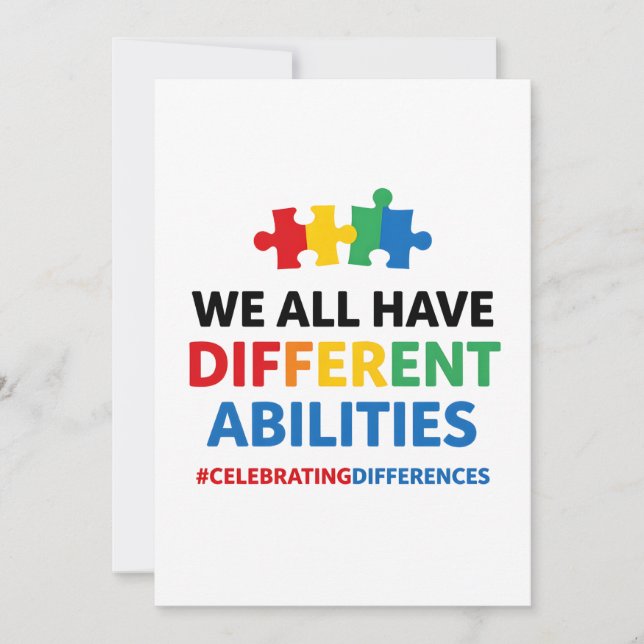 We All Have Different Abilities Awareness Art Holiday Card (Front)