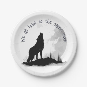 We All Howl to the Same Moon Inspirational Quote Paper Plate