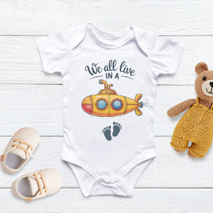 We All live in a Yellow Submarine, Ocean Beach kid Baby Bodysuit