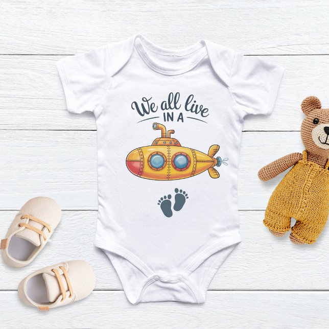 We All live in a Yellow Submarine, Ocean Beach kid Baby Bodysuit (Creator Uploaded)