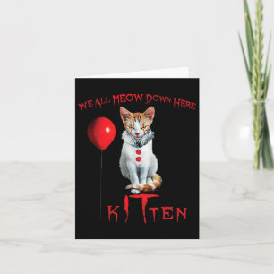 We All Meow Clown Cat Kitten Halloween Funny Cute Card