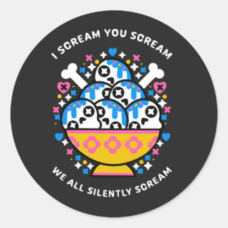 we all silently scream classic round sticker