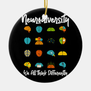 We All Think Differently Neurodiversity Shirt Auti Ceramic Tree Decoration