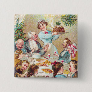 We All Wish You a Merry Christmas - Vintage Card 15 Cm Square Badge