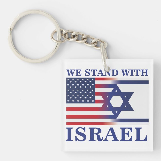 We American Stand With Israel flag Key Ring (Front)