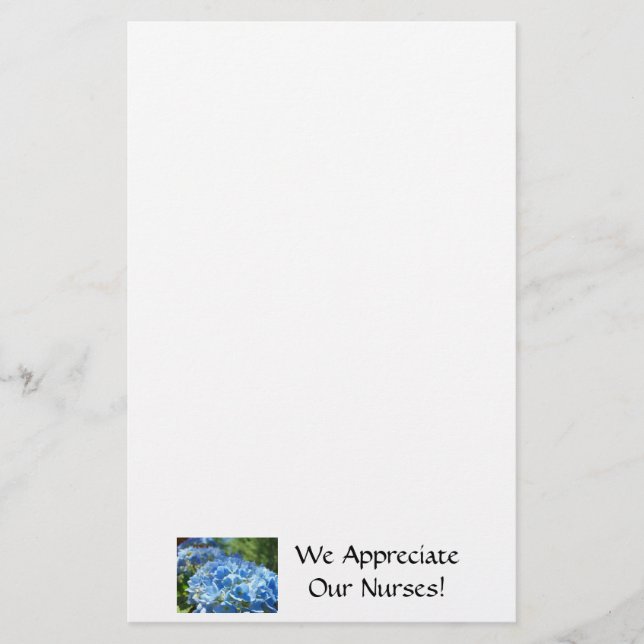 We Appreciate Our Nurses! Stationery Hydrangeas (Front)