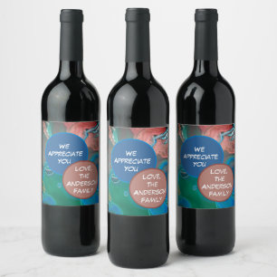 We Appreciate You From Family Blue Gem Gemstone Wine Label