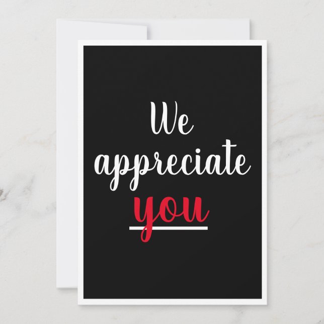  We Appreciate You Nice Gesture Thank You Black Card (Front)