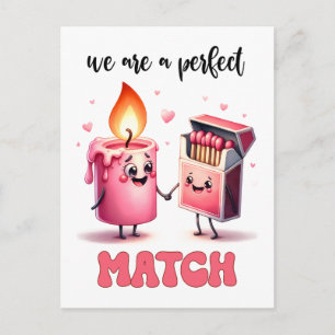 We are a Perfect Match Funny Punny Valentine Postcard