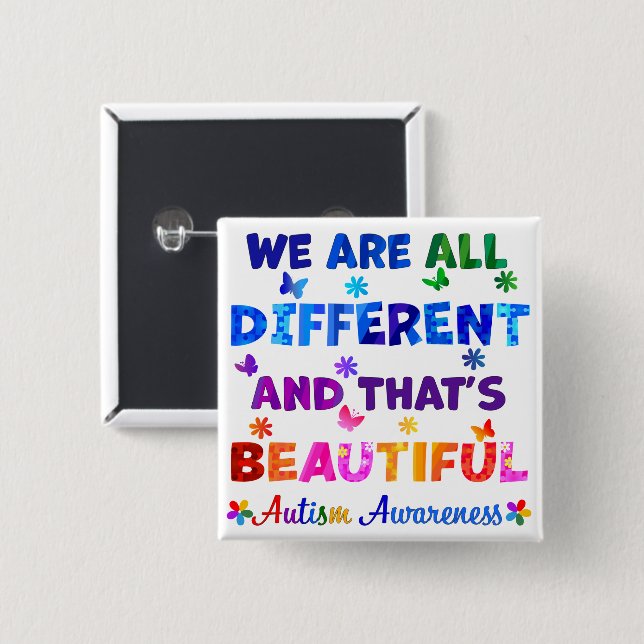 We Are All DIFFERENT 15 Cm Square Badge (Front & Back)