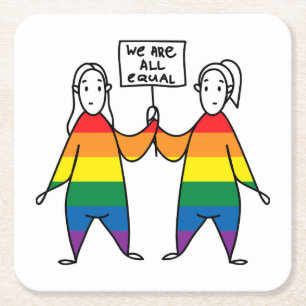 We Are All Equal Square Paper Coaster