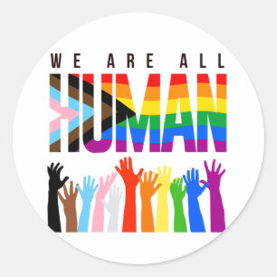 We are all human classic round sticker