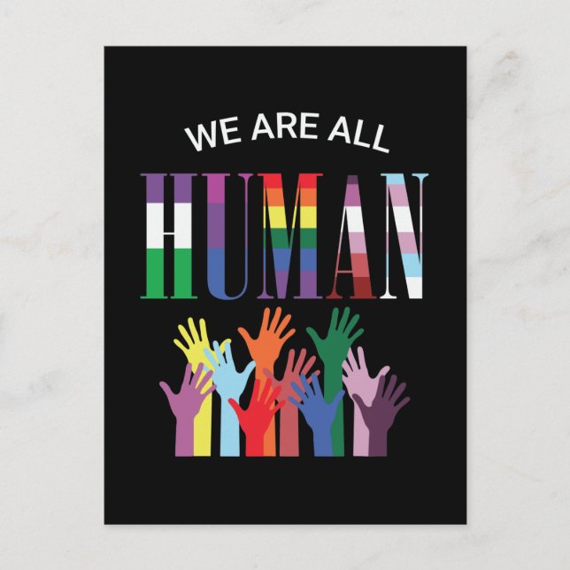 We Are All Human Colorful Hands Postcard (Front)