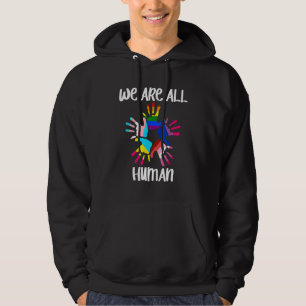 We Are All Human LGBT Rainbow Flag Gay Lesbian Tra Hoodie